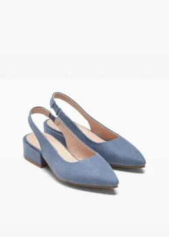 bonprix Schuhe & Accessoires In Spezialgrößen·Elastischer Schaft|Pumps^Slingpumps mit flachem Absatz jeansblau