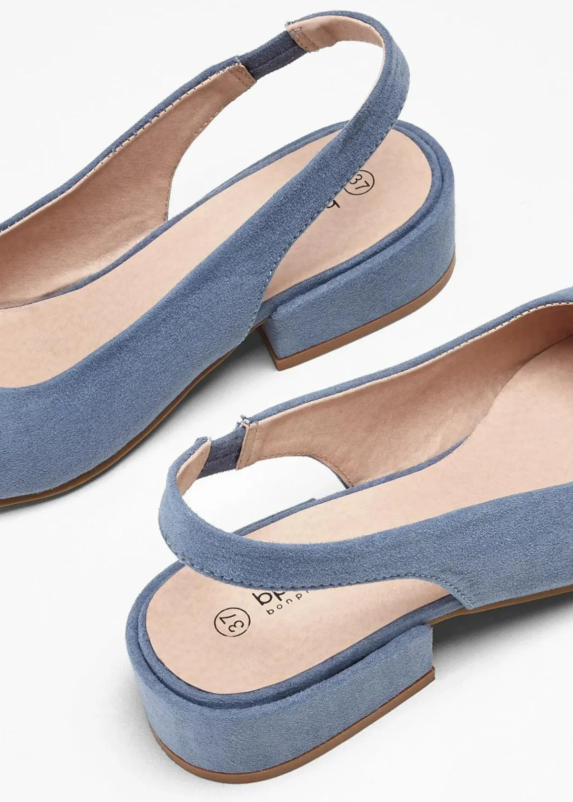 bonprix Schuhe & Accessoires In Spezialgrößen·Elastischer Schaft|Pumps^Slingpumps mit flachem Absatz jeansblau