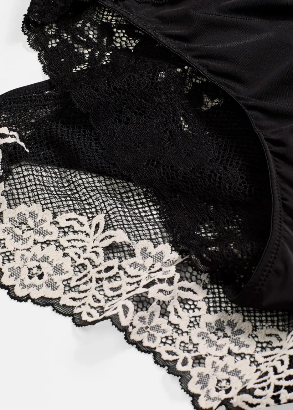 bonprix Wäsche·Dessous|Wäsche·Höschen^Slip aus zweifarbiger Spitze (2er Pack) schwarz/wollweiß + schwarz