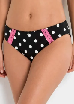 bonprix Wäsche·Baumwollunterwäsche|Wäsche·Höschen^Slip Bio-Baumwolle (3er Pack) schwarz gepunktet + schwarz + weiß
