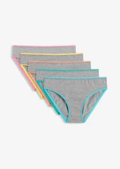 bonprix Wäsche·Baumwollunterwäsche|Wäsche·Höschen^Slip (5er Pack) grau meliert + bunt