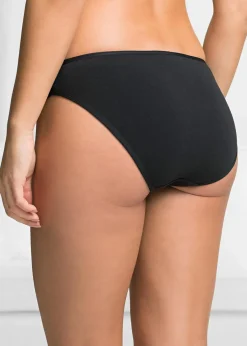 bonprix Höschen|Baumwollunterwäsche^Slip (6er Pack) schwarz + weiß + mattsilber