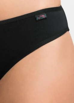 bonprix Höschen|Baumwollunterwäsche^Slip (6er Pack) schwarz + weiß + mattsilber