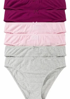 bonprix Höschen|Baumwollunterwäsche^Slip (6er Pack) beere + rosa + hellgrau meliert