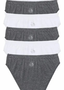 bonprix Höschen|Baumwollunterwäsche^Slip (6er Pack) weiß + grau meliert
