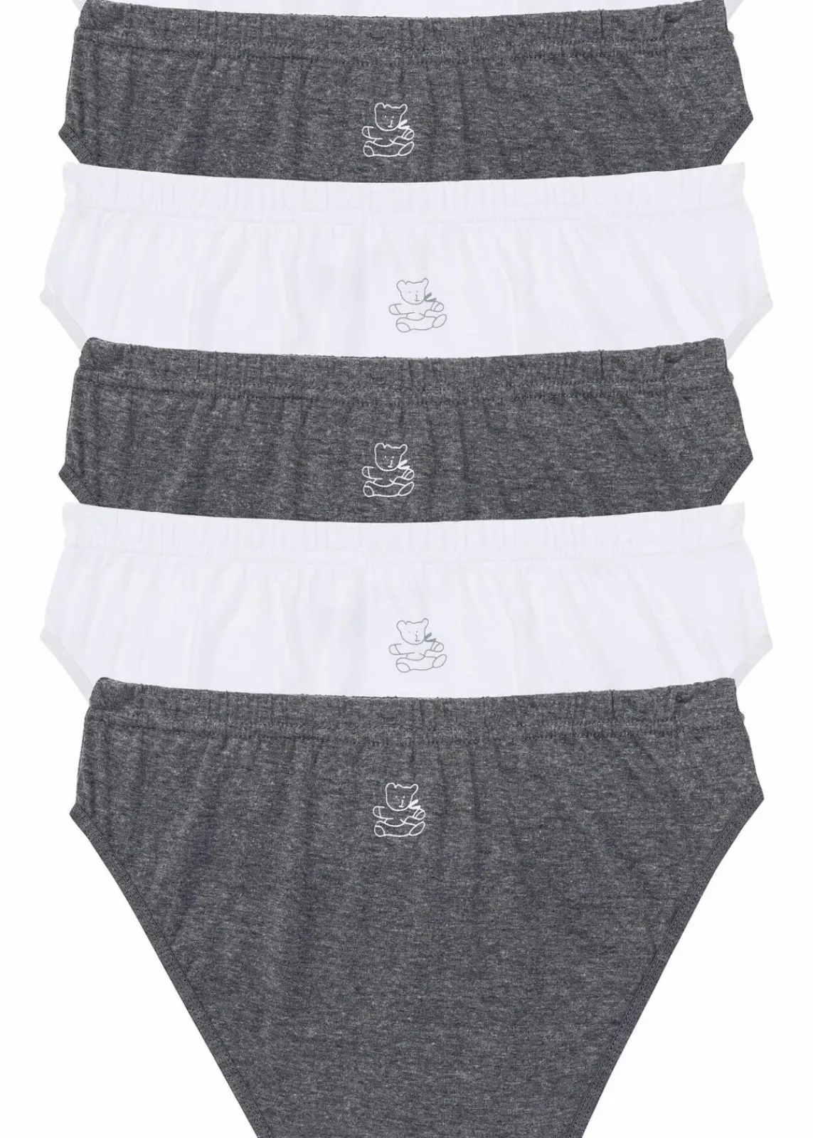 bonprix Höschen|Baumwollunterwäsche^Slip (6er Pack) weiß + grau meliert