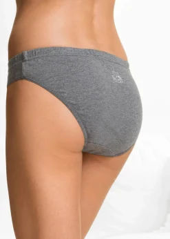 bonprix Höschen|Baumwollunterwäsche^Slip (6er Pack) weiß + grau meliert