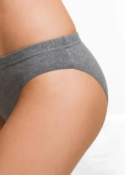 bonprix Höschen|Baumwollunterwäsche^Slip (6er Pack) weiß + grau meliert