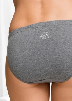 bonprix Höschen|Baumwollunterwäsche^Slip (6er Pack) weiß + grau meliert