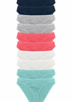 bonprix Höschen|Baumwollunterwäsche^Slip (10er Pack) bunt + hellgrau meliert