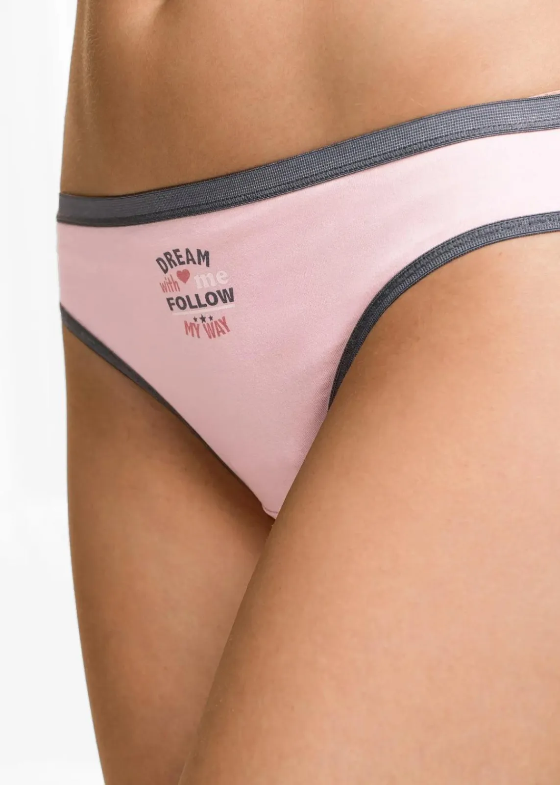 bonprix Wäsche·Baumwollunterwäsche|Wäsche·Höschen^Slip (5er Pack) blau + rosa + wollweiß bedruckt