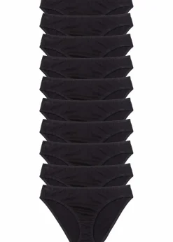 bonprix Wäsche·Basics|Wäsche·Baumwollunterwäsche^Slip (10er Pack) schwarz