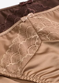 bonprix Wäsche·Dessous|Wäsche·Höschen^Slip mit Glanzeffekt (2er Pack) dunkelbraun+camel