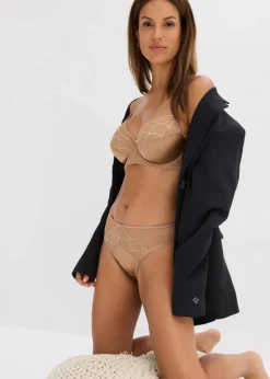 bonprix Wäsche·Dessous|Wäsche·Höschen^Slip mit Glanzeffekt (2er Pack) dunkelbraun+camel