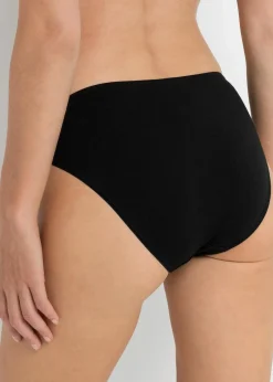 bonprix Wäsche·Baumwollunterwäsche|Wäsche·Höschen^Slip mit Spitze (4er Pack) schwarz