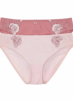 bonprix Nachhaltigere Materialien|Höschen^Slip mit Stickerei (2er Pack) rauchrose+zartrosa geblümt