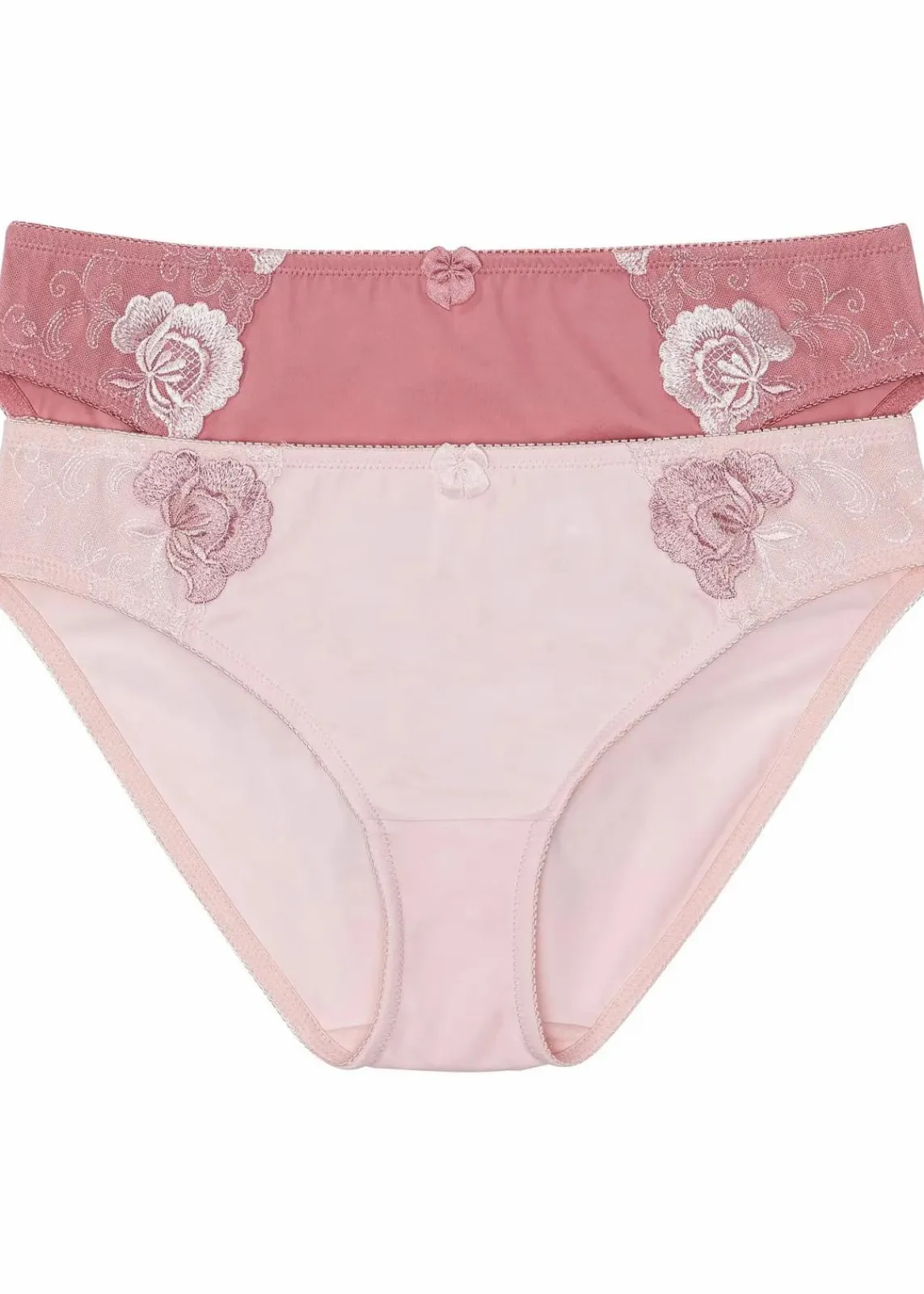 bonprix Nachhaltigere Materialien|Höschen^Slip mit Stickerei (2er Pack) rauchrose+zartrosa geblümt