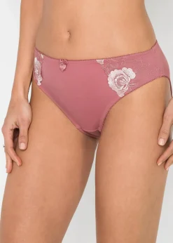 bonprix Nachhaltigere Materialien|Höschen^Slip mit Stickerei (2er Pack) rauchrose+zartrosa geblümt