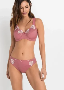 bonprix Nachhaltigere Materialien|Höschen^Slip mit Stickerei (2er Pack) rauchrose+zartrosa geblümt