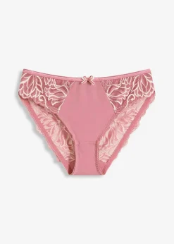 bonprix Wäsche·Dessous|Wäsche·Höschen^Slip mit zarter Spitze beerensorbet/wollweiß