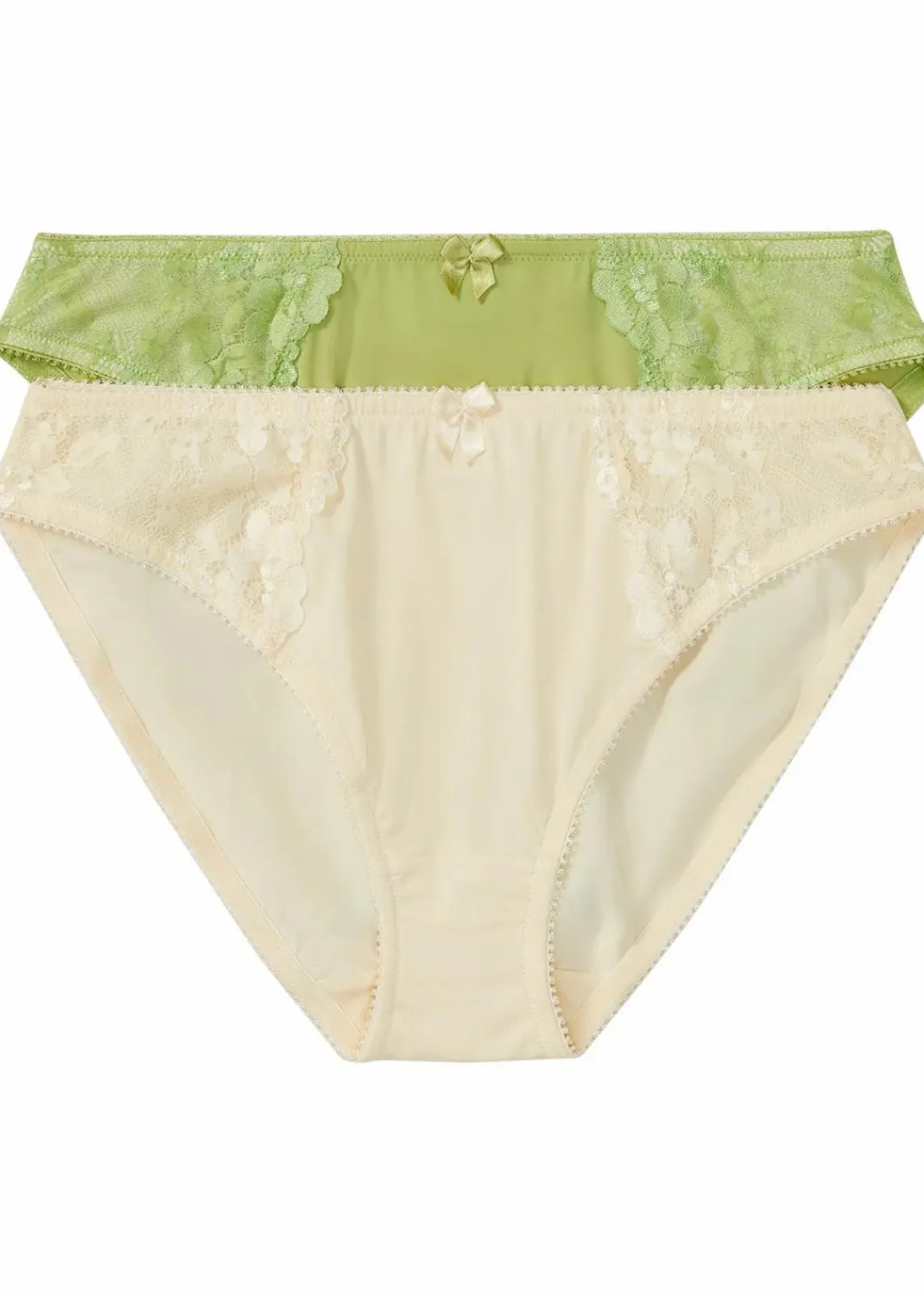 bonprix Wäsche·Dessous|Wäsche·Höschen^Slip mit zarter Spitze (2er Pack) birnengrün+zartgelb