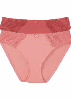 bonprix Höschen|Dessous^Slip mit zarter Spitze (2er Pack) rhabarber+hellkoralle