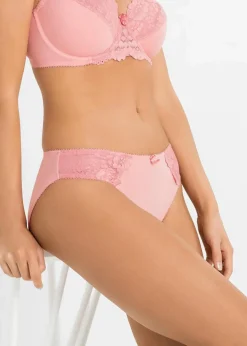bonprix Höschen|Dessous^Slip mit zarter Spitze (2er Pack) rhabarber+hellkoralle
