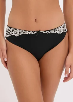 bonprix Wäsche·Dessous|Wäsche·Höschen^Slip mit zarter Spitze (2er Pack) schwarz/wollweiß + schwarz