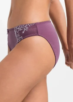 bonprix Höschen|Dessous^Slip mit zarter Stickerei (2er Pack) mattbeere/mattrosa+mattrosa
