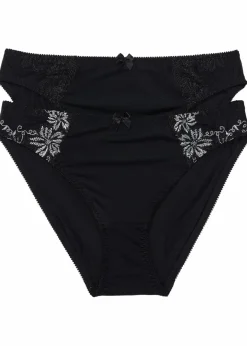bonprix Wäsche·Dessous|Wäsche·Höschen^Slip mit zarter Stickerei (2er Pack) schwarz+schwarz/weiß
