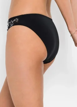 bonprix Wäsche·Dessous|Wäsche·Höschen^Slip mit zarter Stickerei (2er Pack) schwarz+schwarz/weiß