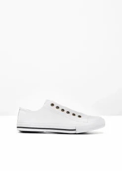 bonprix Sneaker|Sneaker^Slip-In-Sneaker aus Baumwoll-Canvas weiß