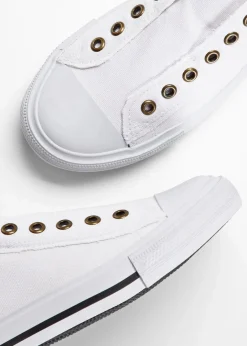 bonprix Sneaker|Sneaker^Slip-In-Sneaker aus Baumwoll-Canvas weiß