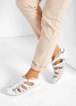 bonprix Slipper & Halbschuhe|Sommerschuhe^Slipper mit Profilsohle weiß/rosa geblümt