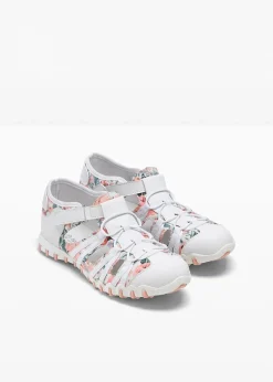 bonprix Slipper & Halbschuhe|Sommerschuhe^Slipper mit Profilsohle weiß/rosa geblümt