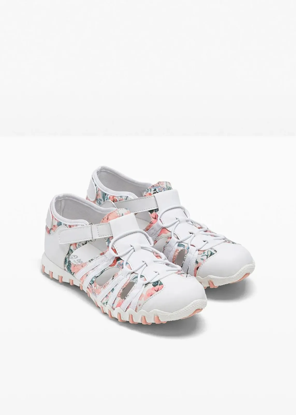 bonprix Slipper & Halbschuhe|Sommerschuhe^Slipper mit Profilsohle weiß/rosa geblümt