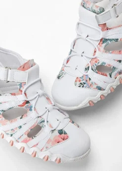 bonprix Slipper & Halbschuhe|Sommerschuhe^Slipper mit Profilsohle weiß/rosa geblümt