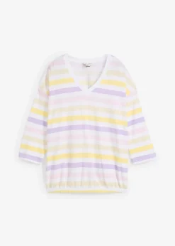 bonprix Shirts & Tops^Slub-Shirt aus Bio-Baumwolle, 3/4 Arm puderflieder gestreift