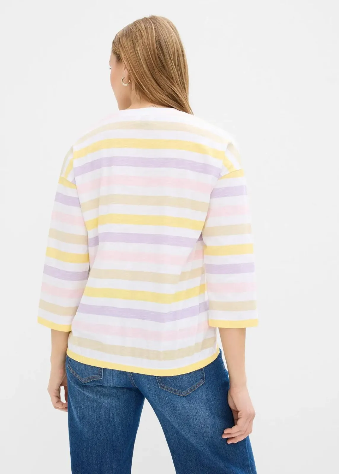 bonprix Shirts & Tops^Slub-Shirt aus Bio-Baumwolle, 3/4 Arm puderflieder gestreift