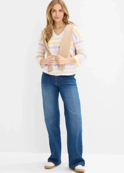 bonprix Shirts & Tops^Slub-Shirt aus Bio-Baumwolle, 3/4 Arm puderflieder gestreift