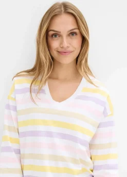 bonprix Shirts & Tops^Slub-Shirt aus Bio-Baumwolle, 3/4 Arm puderflieder gestreift