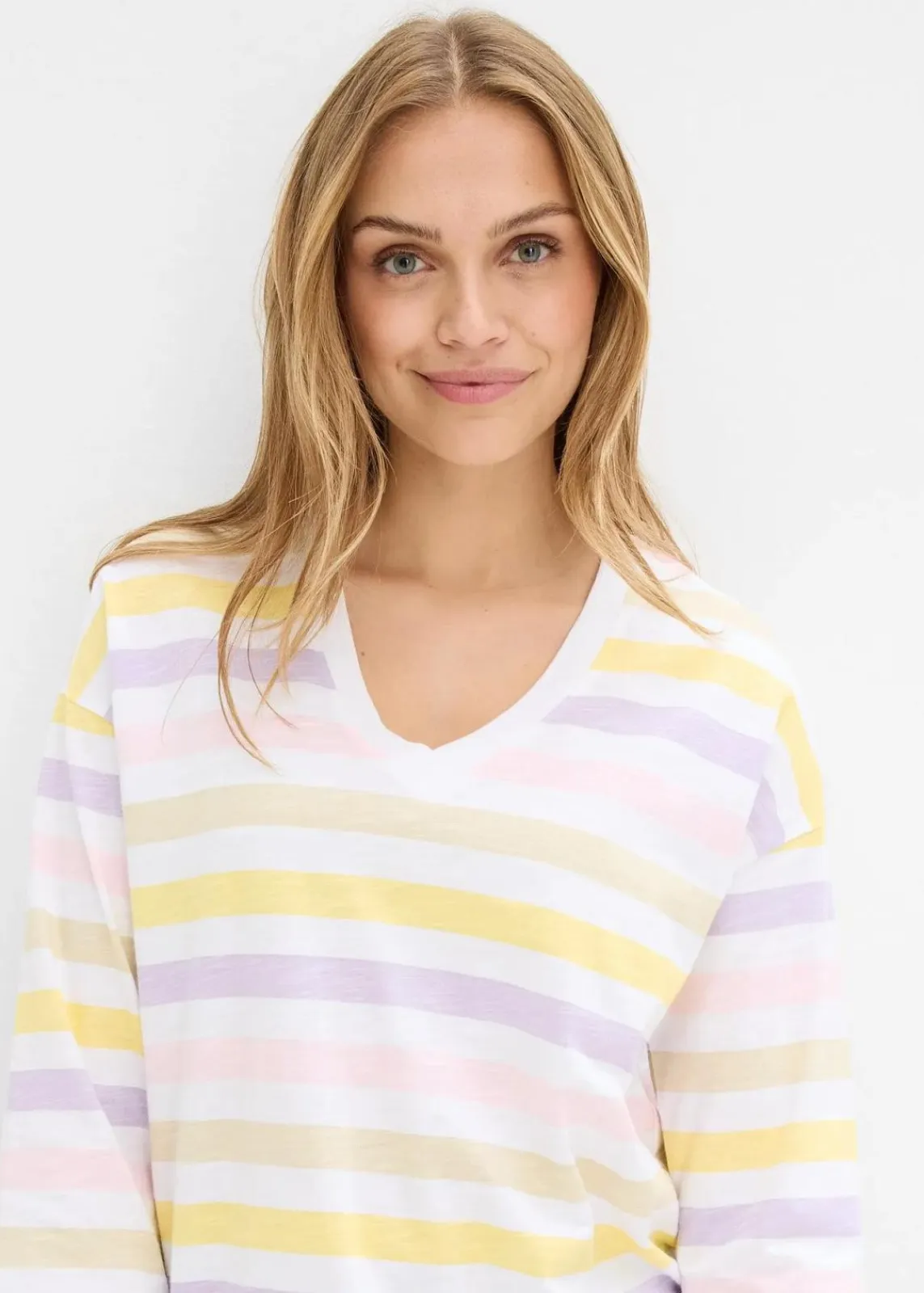 bonprix Shirts & Tops^Slub-Shirt aus Bio-Baumwolle, 3/4 Arm puderflieder gestreift