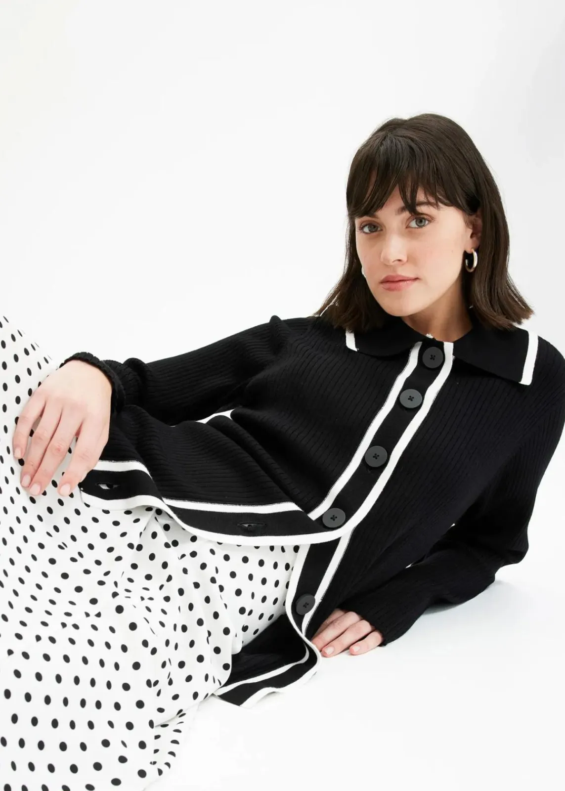 bonprix Bekleidung·Umstandsmode|Bekleidung·Jeans^Smart Cardigan schwarz/wollweiß
