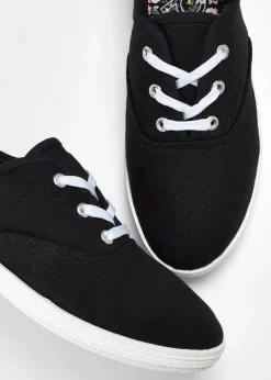 bonprix Schuhe & Accessoires In Spezialgrößen·Schuhe In Übergröße|Sneaker^Sneaker aus Baumwoll-Canvas schwarz