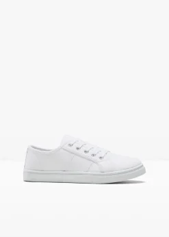 bonprix Sneaker|Sneaker^Sneaker aus Baumwoll-Canvas mit Stickerei weiß