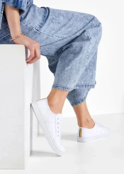 bonprix Sneaker|Sneaker^Sneaker aus Baumwoll-Canvas mit Stickerei weiß