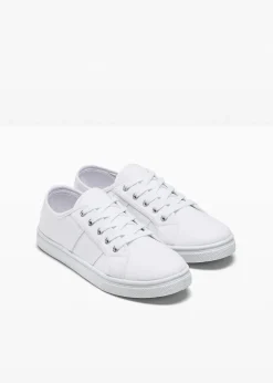 bonprix Sneaker|Sneaker^Sneaker aus Baumwoll-Canvas mit Stickerei weiß