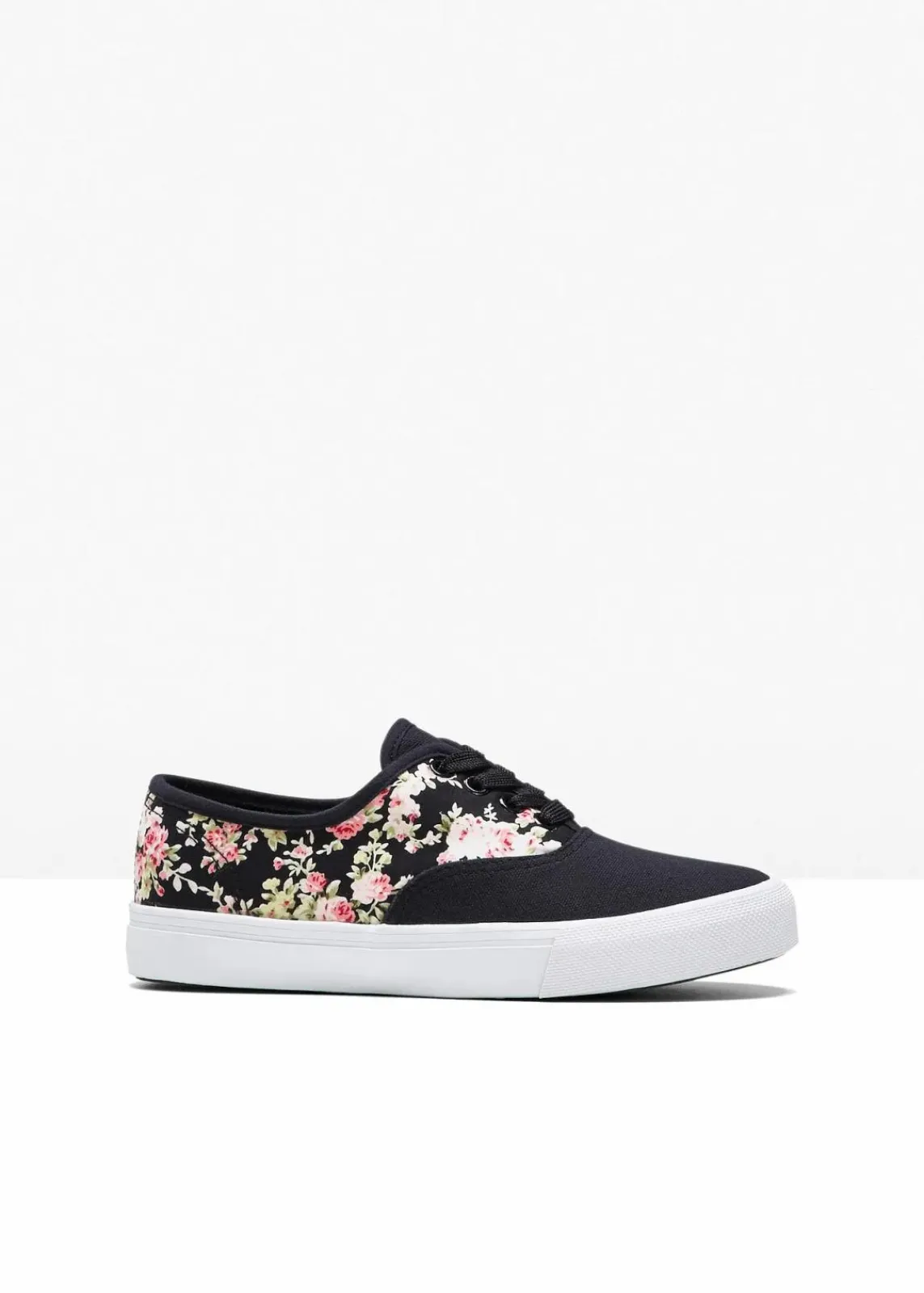 bonprix Sneaker|Schuhe & Accessoires In Spezialgrößen·Schuhe In Übergröße^Sneaker aus Baumwoll-Canvas schwarz geblümt