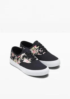 bonprix Sneaker|Schuhe & Accessoires In Spezialgrößen·Schuhe In Übergröße^Sneaker aus Baumwoll-Canvas schwarz geblümt