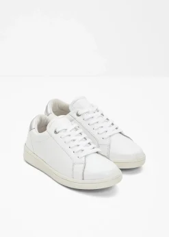 bonprix Sneaker^Sneaker aus Leder weiß/silberfarben